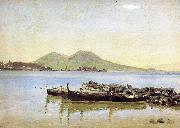 Christen Kobke The Bay of Naples with Vesuvius in the Background oil painting reproduction